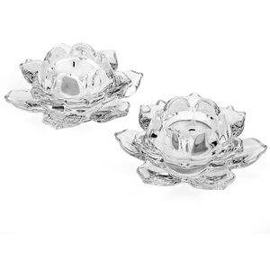 Shannon by Godinger Lighting by Design Lotus Crystal Votive Pair Candle Holders
